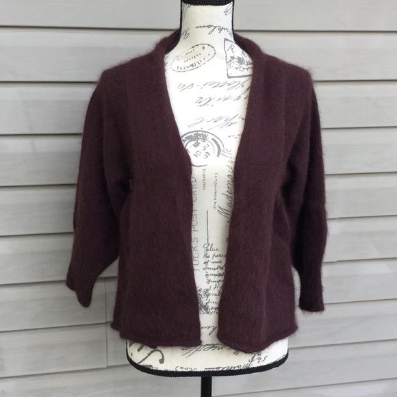 Moda International Angora rabbit fur blend open front Cardigan sweater small - Picture 4 of 17